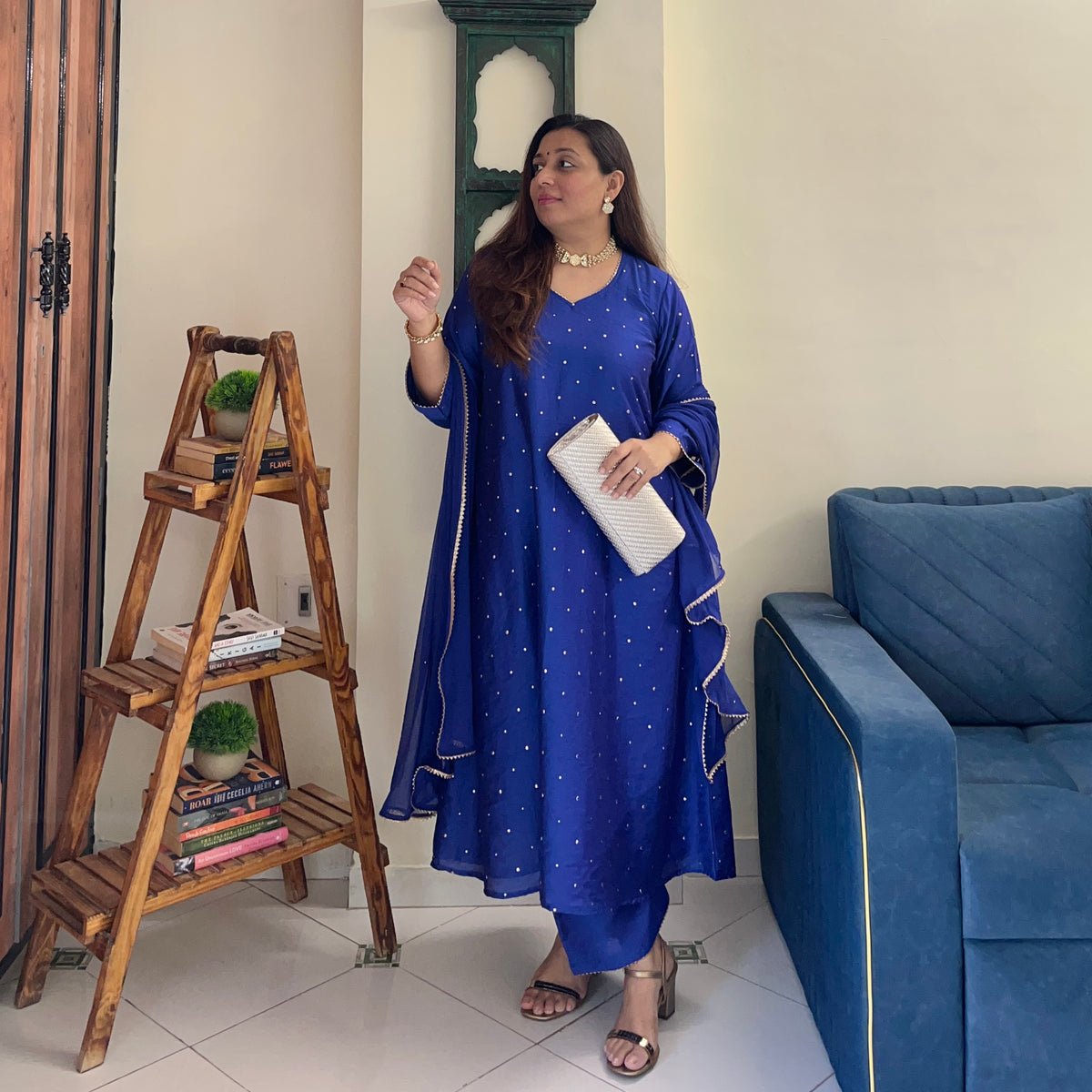 Rangrez Festive Edit - Royal Blue (Kurta, Pant & Dupatta)