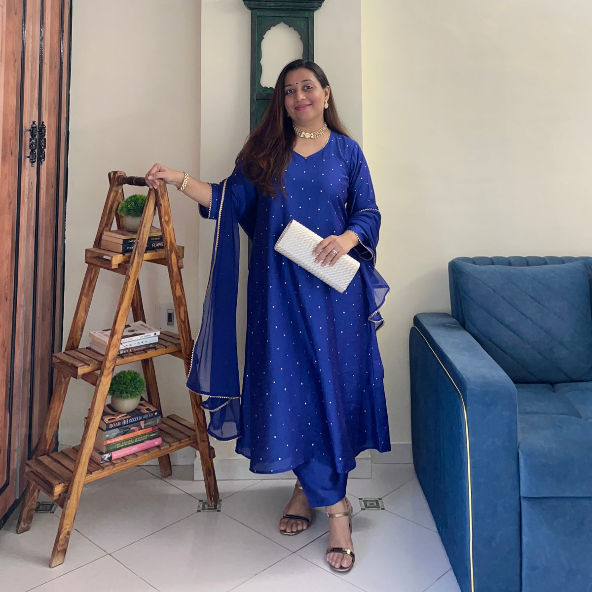 Rangrez Festive Edit - Royal Blue (Kurta, Pant & Dupatta)