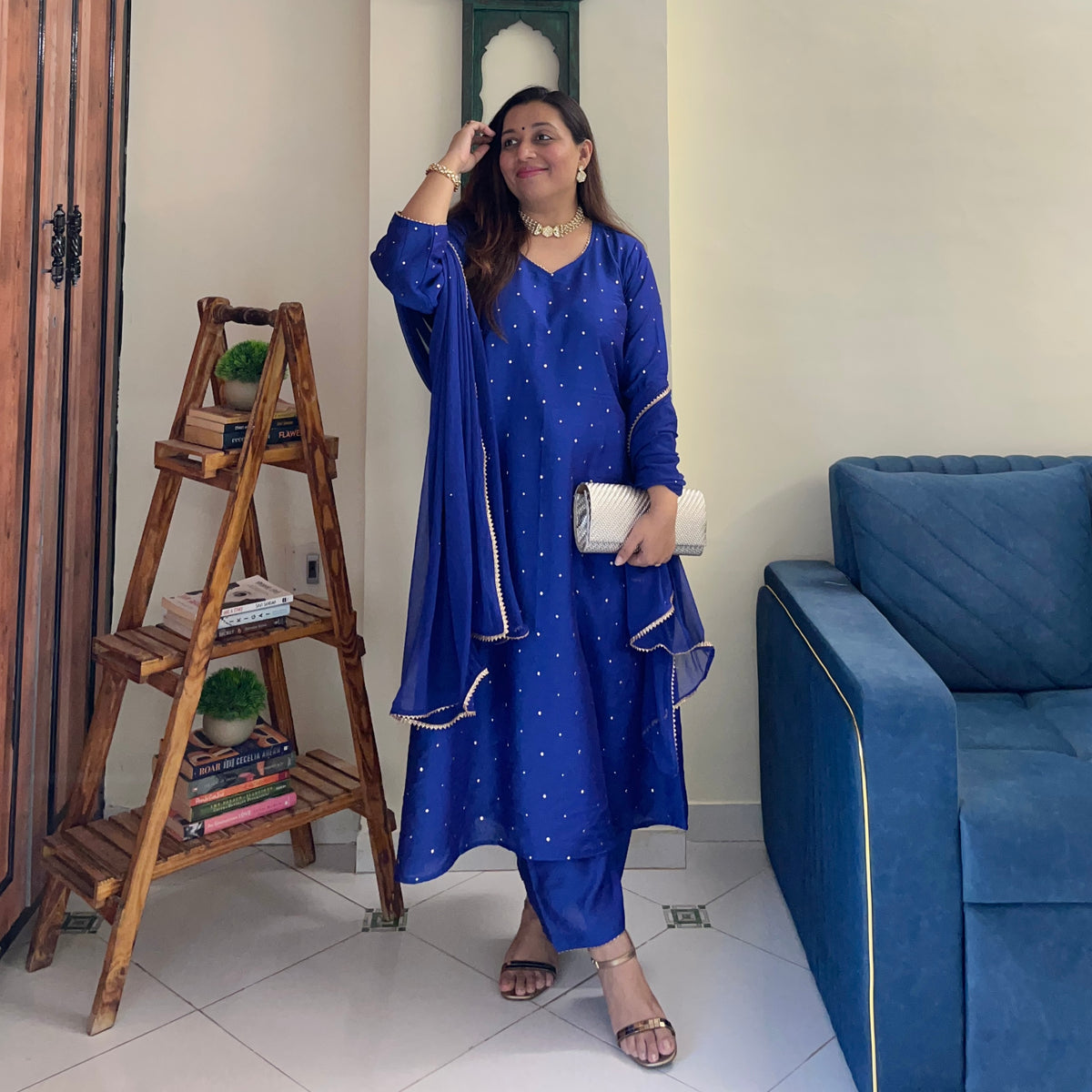 Rangrez Festive Edit - Royal Blue (Kurta, Pant & Dupatta)