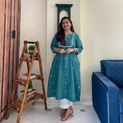 Reet Soft Handloom Kurta - Soft Pine Green