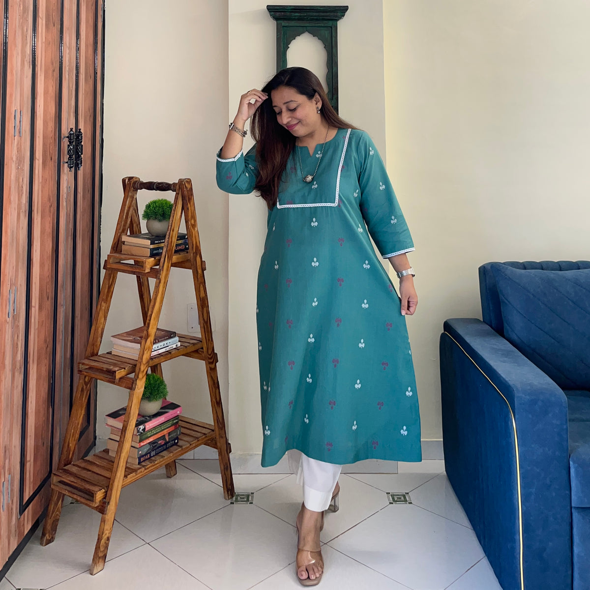 Reet Soft Handloom Kurta - Soft Pine Green