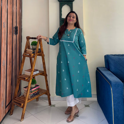 Reet Soft Handloom Kurta - Soft Pine Green