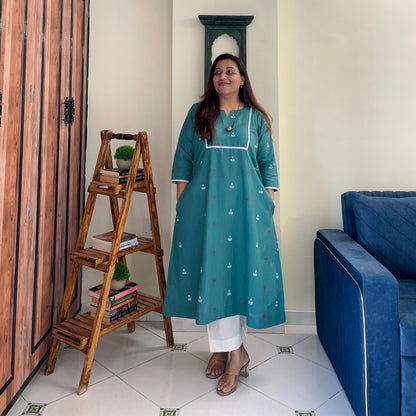 Reet Soft Handloom Kurta - Soft Pine Green